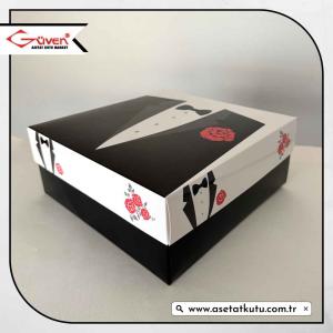 30x30x10 Damat Bohça Kutusu (Siyah Tabanlı)