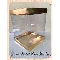 30x30x40 Altı Gold Metalize Karton Üstü Asetat Kutu