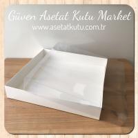 30x30x5 Altı Beyaz Karton Üstü Asetat Kutu