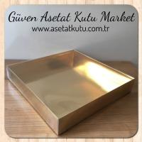 30x30x5 Altı Gold Metalize Karton Üstü Asetat Kutu