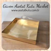 30x30x5 Altı Gold Metalize Karton Üstü Asetat Kutu