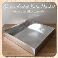 30x30x5 Altı Gümüş Metalize Karton Üstü Asetat Kutu