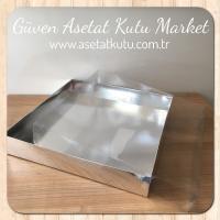 30x30x5 Altı Gümüş Metalize Karton Üstü Asetat Kutu