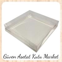 30x30x7 Altı Beyaz Karton Üstü Asetat Kutu