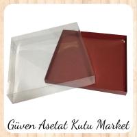 30x30x7 Altı Bordo Karton Üstü Asetat Kutu