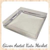 30x30x7 Altı Gümüş Karton Üstü Asetat Kutu