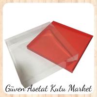 30x30x7 Altı Kırmızı Karton Üstü Asetat Kutu