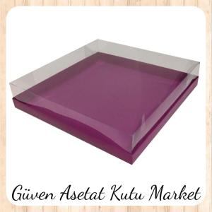 30x30x7 Altı Mor Karton Üstü Asetat Kutu