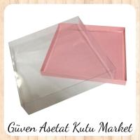 30x30x7 Altı Pembe Karton Üstü Asetat Kutu