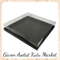 30x30x7 Altı Siyah Karton Üstü Asetat Kutu