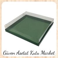 30x30x7 Altı Yeşil Karton Üstü Asetat Kutu
