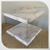 34x34x26 Beyaz Mermer Desenli Karton ve Asetat Kutu (HM52)