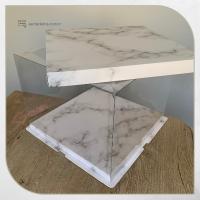 34x34x26 Beyaz Mermer Desenli Karton ve Asetat Kutu (HM52)