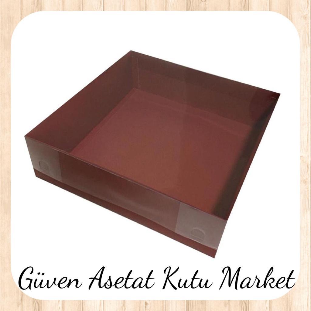 35x35x10 Altı Bordo Karton Üstü Asetat Kutu