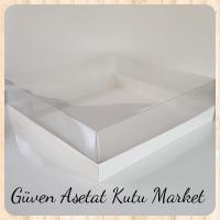 35x35x10 Altı İnce BeyazKarton Üstü Asetat Kutu