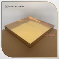 35x35x4 Altı Gold Metalize Karton Üstü Asetat Kutu