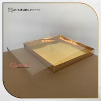 35x35x4 Altı Gold Metalize Karton Üstü Asetat Kutu