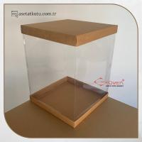 35x35x45 Altı Kraft Karton Üstü Asetat Kutu