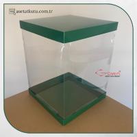 35x35x45 Altı Yeşil Karton Üstü Asetat Kutu