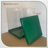 35x35x45 Altı Yeşil Karton Üstü Asetat Kutu