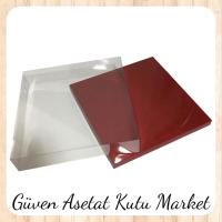 35x35x7 Altı Bordo Karton Üstü Asetat Kutu