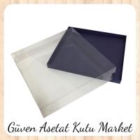 35x35x7 Altı Lacivert Karton Üstü Asetat Kutu