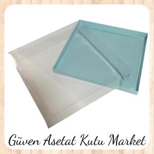 35x35x7 Altı Mavi Karton Üstü Asetat Kutu