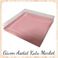 35x35x7 Altı Pembe Karton Üstü Asetat Kutu
