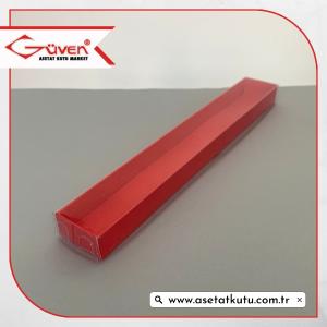 3x20x1.5 Altı Kırmızı Karton Üstü Asetat Kutu