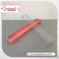 3x20x1.5 Altı Pembe Karton Üstü Asetat Kutu