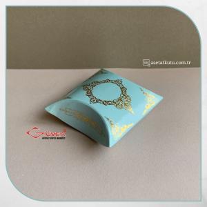4.5x4.5x1.5 Mavi Üzeri Gold Saray Desenli Japon Yastığı Kutu