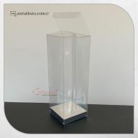 5x5x15 Gümüş İç Yükselticili Otomatik Asetat Kutu