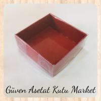 5x5x2.2 Altı Bordo Karton Üstü Asetat Kutu