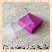 5x5x2.2 Altı Mor Karton Üstü Asetat Kutu