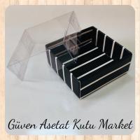 5x5x2.2 Altı Siyah Beyaz Çizgili Üstü Asetat Kutu