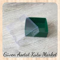 5x5x2.2 Altı Yeşil Karton Üstü Asetat Kutu