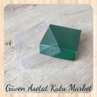 5x5x2.2 Altı Yeşil Karton Üstü Asetat Kutu