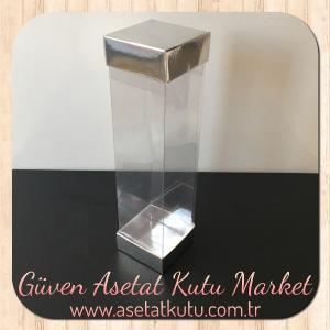 5x5x20 Asetat Çift Taraflı Gümüş Kutu