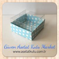 5x5x3  Mavi Zemin Beyaz Puantiyeli Kutu