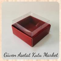 5x5x3 Altı Bordo Karton Üstü Asetat Kutu