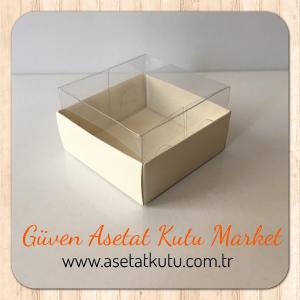 5x5x3 Altı Krem Karton Üstü Asetat Kutu