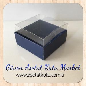 5x5x3 Altı Lacivert Karton Üstü Asetat Kutu
