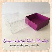 5x5x3 Altı Mor Karton Üstü Asetat Kutu