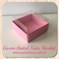 5x5x3 Altı Pembe Karton Üstü Asetat Kutu