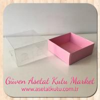 5x5x3 Altı Pembe Karton Üstü Asetat Kutu