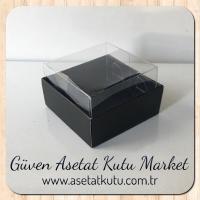 5x5x3 Altı Siyah Karton Üstü Asetat Kutu