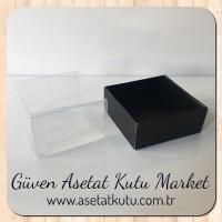 5x5x3 Altı Siyah Karton Üstü Asetat Kutu