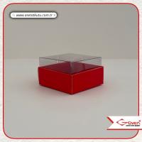 5x5x3 Altı Kırmızı Karton Üstü Asetat Kutu
