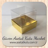 5x5x5 Altı Gold Metalize Karton Üstü Asetat Kutu