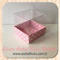 5x5x5 Pembe Zemin Beyaz Puantiyeli Kutu